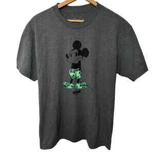 Neff Disney Mickey Mouse Short Sleeve T-Shirt Hawaiian Gray Crewneck Mens Large